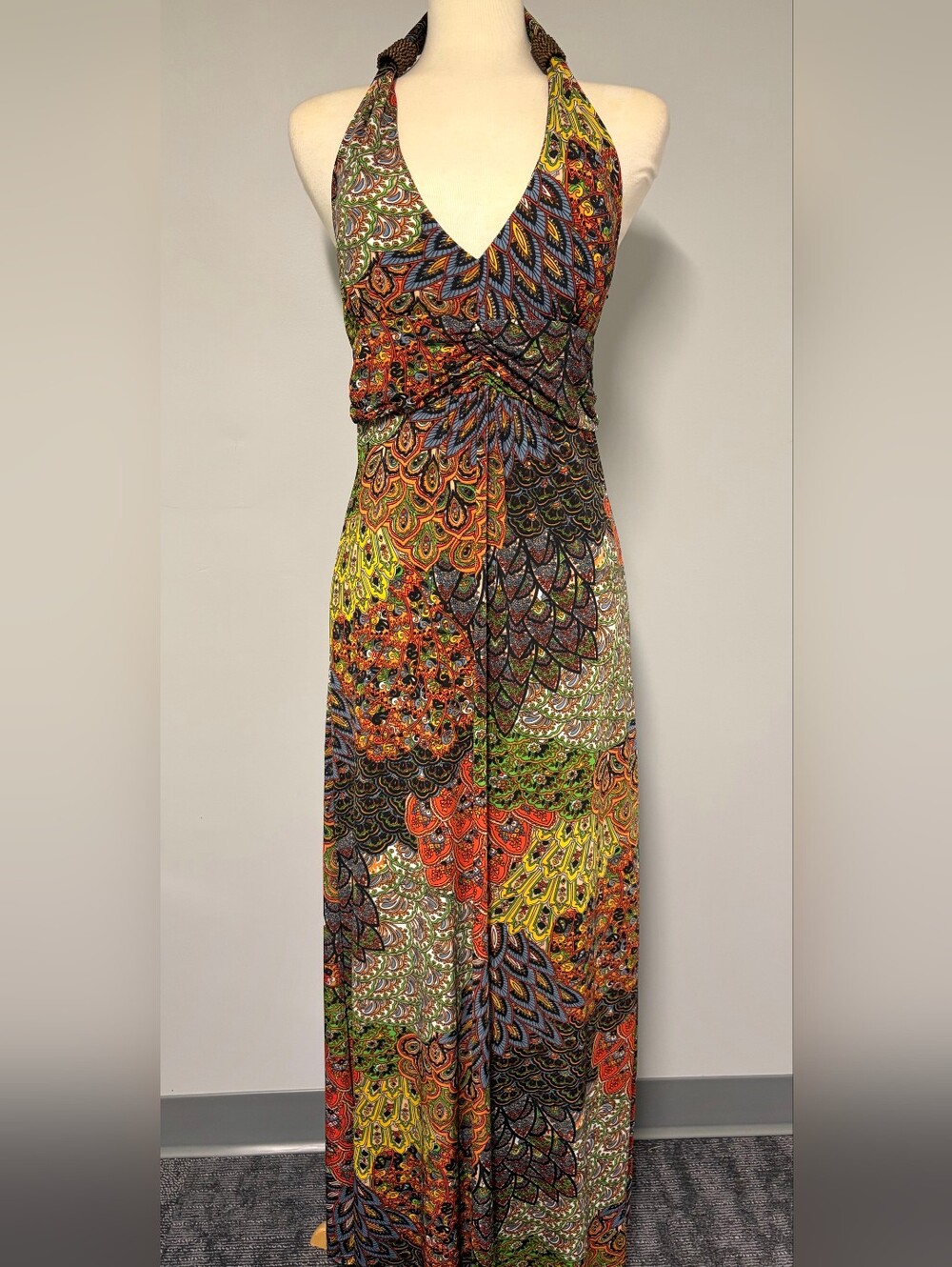 Miss Me Paisley Halter Maxi Dress - Vibrant Multicolor